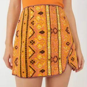 Free People Cleo Wrap Skirt in Rust Combo Size 6 NWT